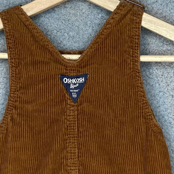 VTG OshKosh B’gosh Vestbak Brown Corduroy Flannel Bib Overalls Baby Boy 18M - Picture 7 of 9